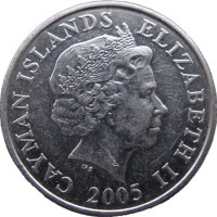 Монета Каймановы острова 25 центов 2005