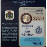 Монета Сан-Марино 2 евро 2004 Бартоломео Боргези (буклет)
