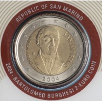 Монета Сан-Марино 2 евро 2004 Бартоломео Боргези (буклет)