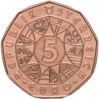 Австрия 5 евро 2022 Новогодняя монета