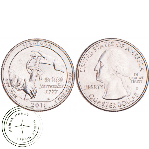 США 25 центов 2015 Национальный парк Саратога