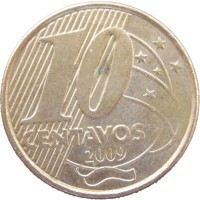 Монета Бразилия 10 сентаво 2009