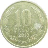 Монета Чили 10 песо 2010