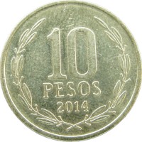 Монета Чили 10 песо 2014