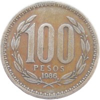 Монета Чили 100 песо 1986
