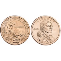 Монета США 1 доллар 2017 Секвойя, изобретателя азбуки Cherokee