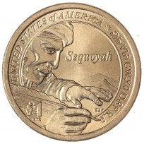 Монета США 1 доллар 2017 Секвойя, изобретателя азбуки Cherokee