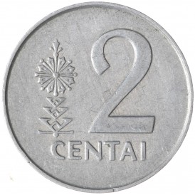 Монета Литва 2 цента 1991