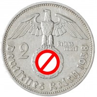 Монета Германия - Третий рейх 2 рейхсмарки 1938 Двор A