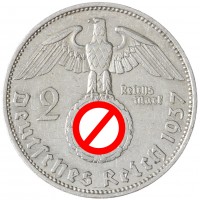 Монета Германия - Третий рейх 2 рейхсмарки 1937 Двор A