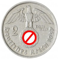 Монета Германия - Третий рейх 2 рейхсмарки 1937 Двор F