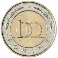Монета Венгрия 100 форинт 2024 100 лет Венгерскому национальному банку