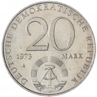 Монета ГДР 20 марок 1973 Отто Гротеволь