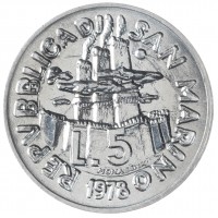 Монета Сан-Марино 5 лир 1978