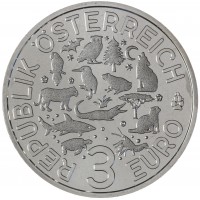 Монета Австрия 3 евро 2019 Черепаха