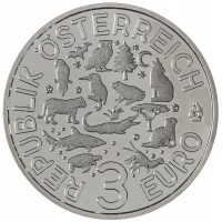 Монета Австрия 3 евро 2017 Тигр