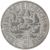 Монета Австрия 3 евро 2017 Волк