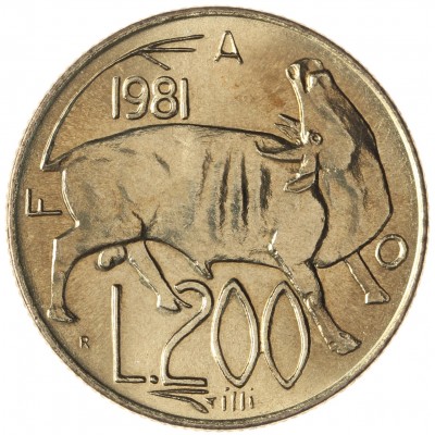 Монета Сан-Марино 200 лир 1981
