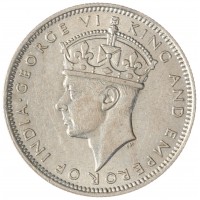 Монета Малайя 20 центов 1943