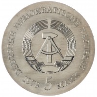 Монета ГДР 5 марок 1978 175 лет со дня смерти Фридриха Готлиба Клопштока