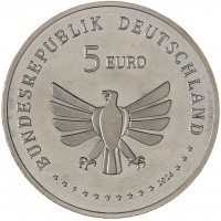 Монета Германия 5 евро 2024 Чудесный мир насекомых - Муха Журчалка Мармеладная