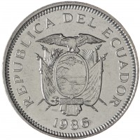 Монета Эквадор 1 сукре 1986