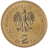 Монета Польша 2 злотых 2007 150 лет со дня рождения Конрада Коженёвского