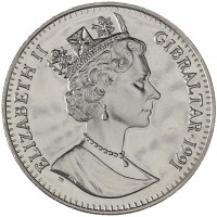 Гибралтар 1 крона 1991 10 лет свадьбе Принца Чарльза и Леди Дианы