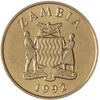 Монета Замбия 5 квача 1992