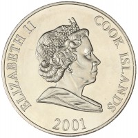 Монета Острова Кука 1 доллар 2001 XIX зимние Олимпийские Игры в Солт-Лейк-Сити 2002
