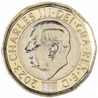 Монета Великобритания 1 фунт 2023