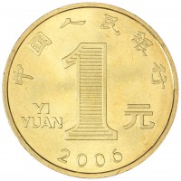 Монета Китай 1 юань 2006 Год собаки