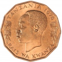 Монета Танзания 5 центов 1976