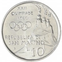 Монета Сан-Марино 10 лир 1980