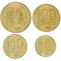 Таджикистан набор 4 монеты 5, 10, 20 и 50 дирам 2011-2015