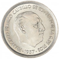 Монета Испания 50 песет 1957