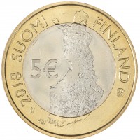 Монета Финляндия 5 евро 2018 Финский пейзаж - Замок Олавинлинна
