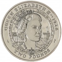 Монета Южная Георгия 2 фунта 2007 Елизавета II