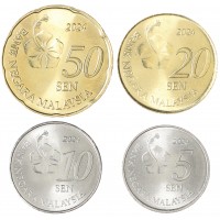 Малайзия набор 4 монеты 5, 10, 20 и 50 сен 2024