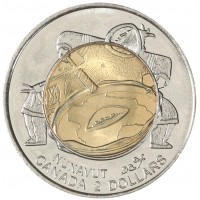 Монета Канада 2 доллара 1999 Основание Нунавута