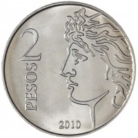 Монета Аргентина 2 песо 2010 75 лет Центральному банку Аргентины