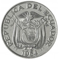 Монета Эквадор 10 сентаво 1964