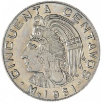 Монета Мексика 50 сентаво 1971