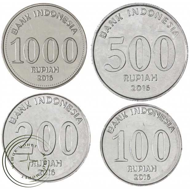Индонезия набор 4 монеты 100, 200, 500 и 1000 рупий 2016— 937045462