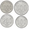 Индонезия набор 4 монеты 100, 200, 500 и 1000 рупий 2016— 937045462
