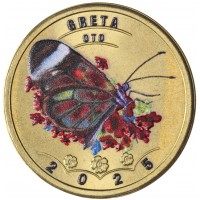 Монета Остров Ла Пальма 5 дукатов 2025 Грета ото Стеклянная бабочка