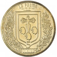 Монета Остров Ла Пальма 5 дукатов 2025 Грета ото Стеклянная бабочка