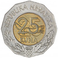 Монета Хорватия 25 кун 2000 Рождение нового тысячелетия