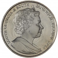 Монета Южная Георгия 2 фунта 2013 Рождение Принца Джорджа