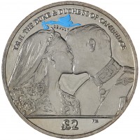 Монета Южная Георгия 2 фунта 2013 Рождение Принца Джорджа